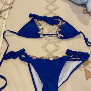 Blue Bikini with Shell Accents